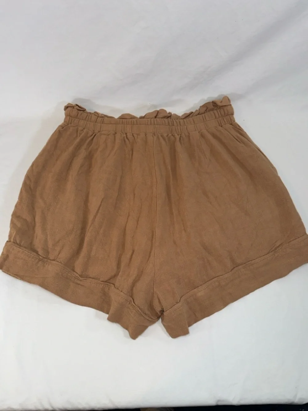 Lost + Wonder Paperbag Waist Shorts Size 1X Brown Linen Blend High Rise Boho